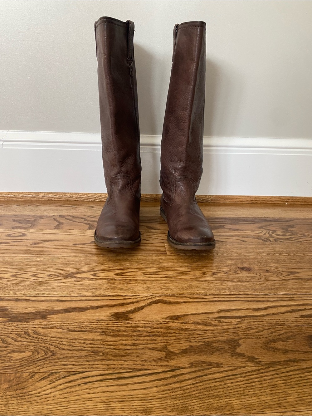 Frye size 10 Celia X stitch tall riding boots dark brown leather pull on - Picture 4 of 16
